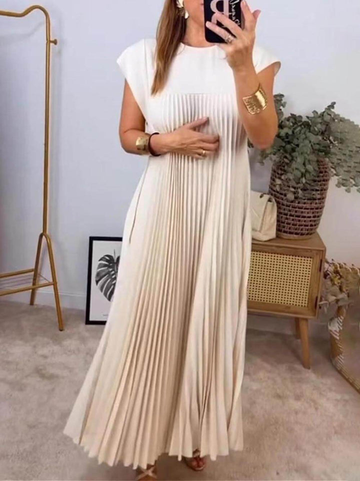 Robe longue plissée élégante et sans manches