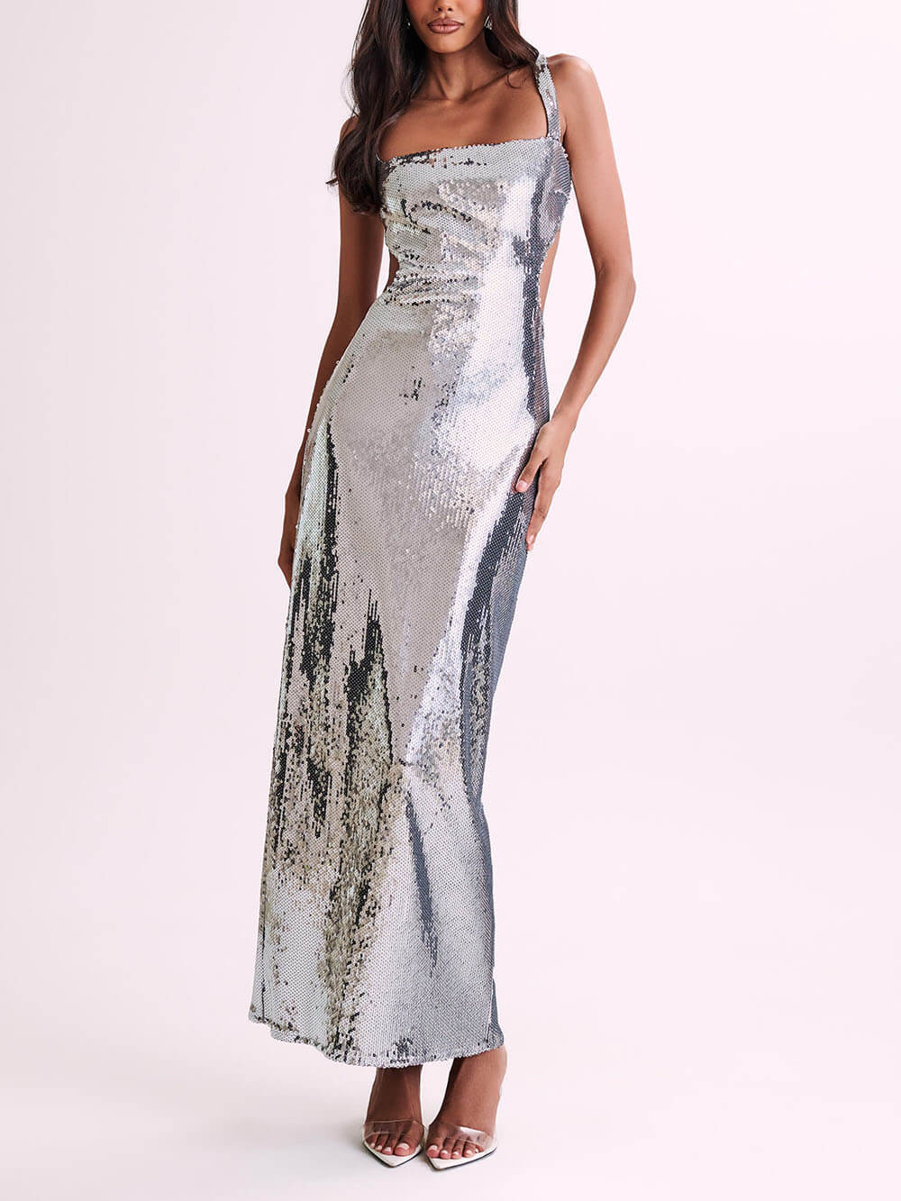 Sequin Cut Out Maxi Mekko