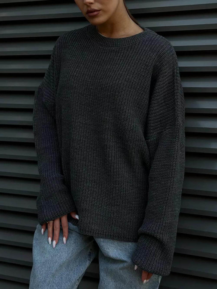 Classic Solid Color Round Neck Sweater