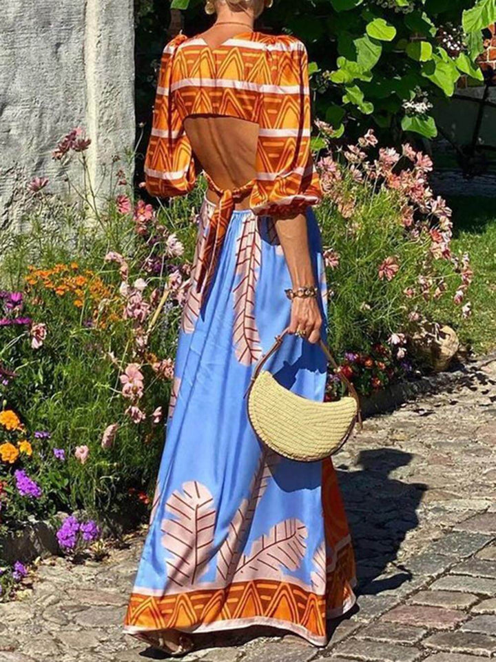 Μοναδικό Ethnic Print Bohemian Maxi Dress