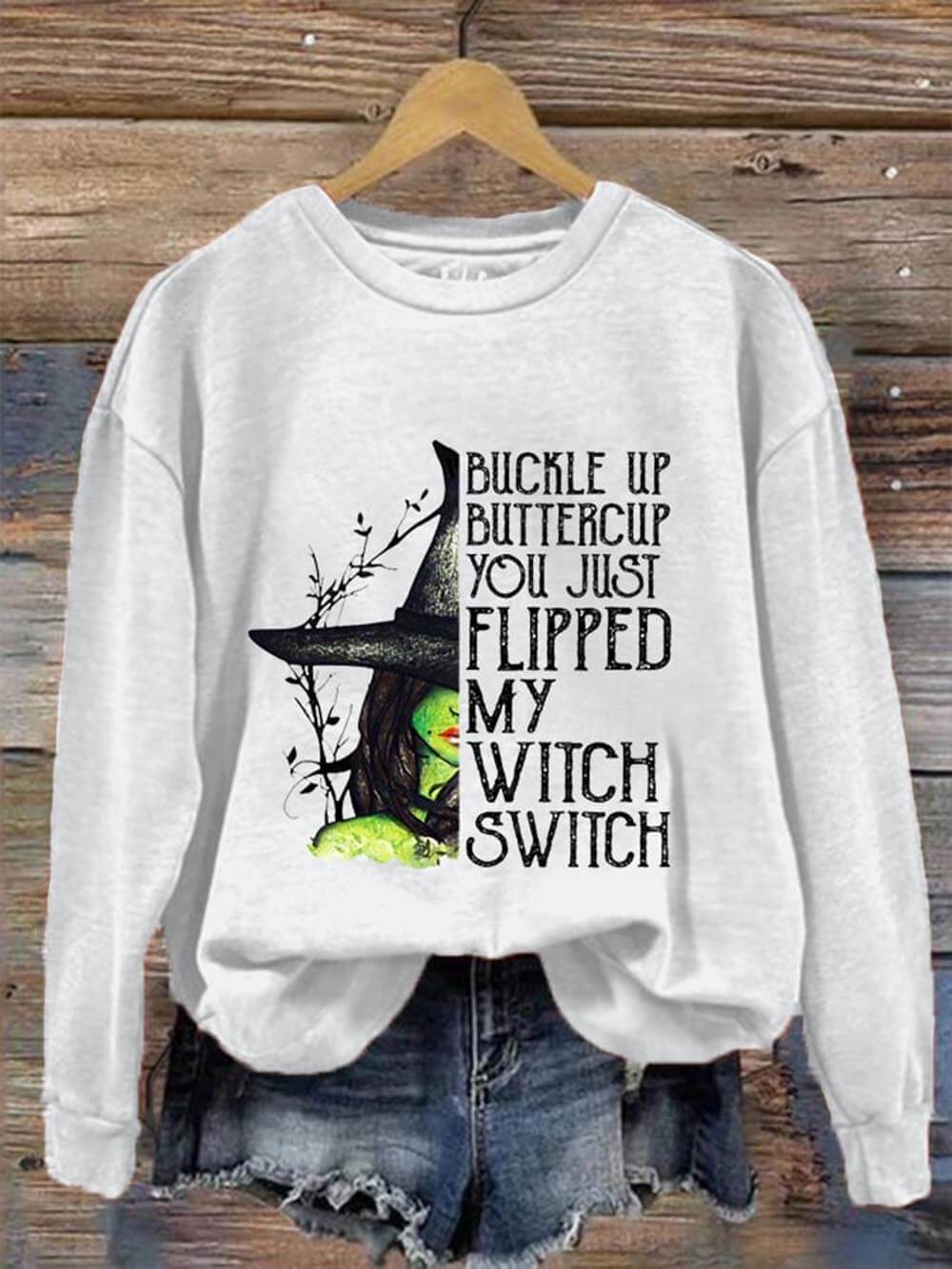 Halloween Buttercup You Just Flipped My Witch Switch Avslappnad sweatshirt