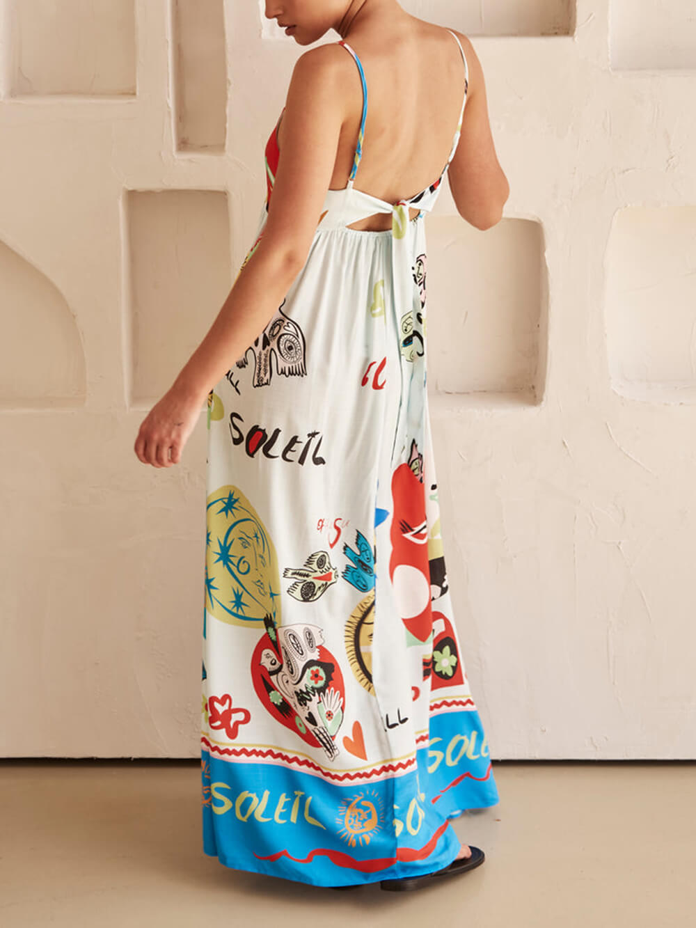 Vestido Maxi Satin Unique Print Refined Sensation