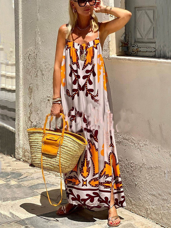 Vestido cami maxi con estampado étnico holgado