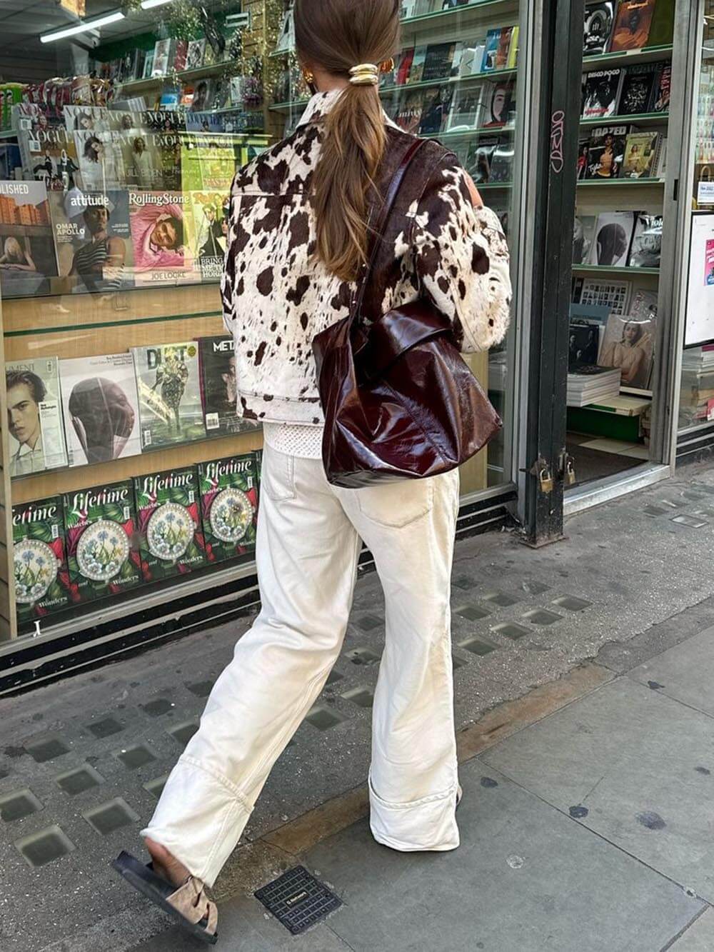 Unique Cow Print Faux Fur Print Shirt Jacket