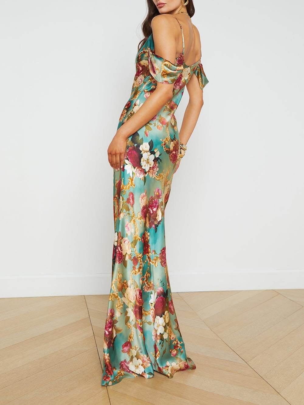 Radiant Off-The-Shoulder Printed Maxi Dress (robe longue imprimée à épaules découvertes)