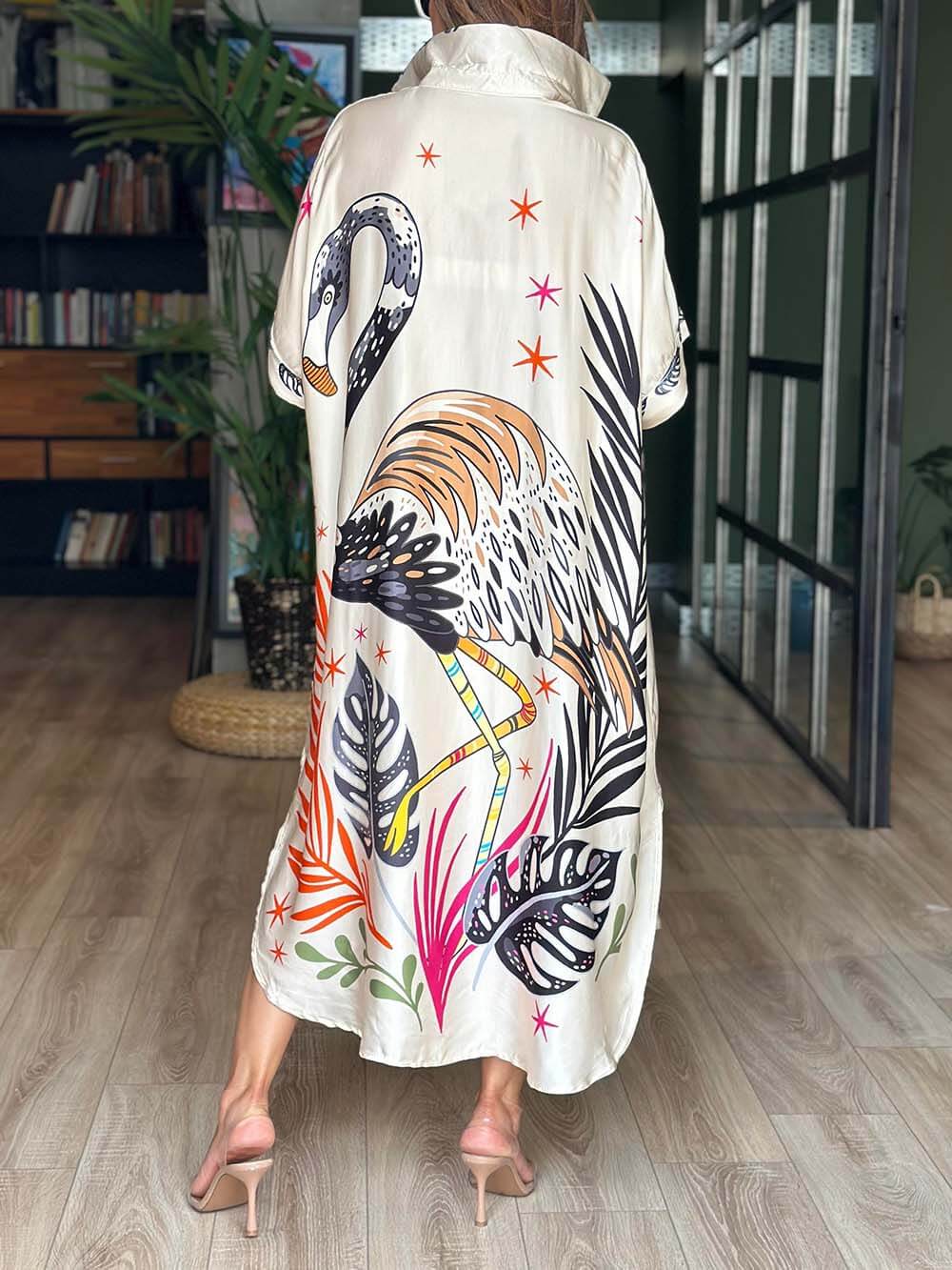 Classic Oversized Loose Printed Shirt Dress