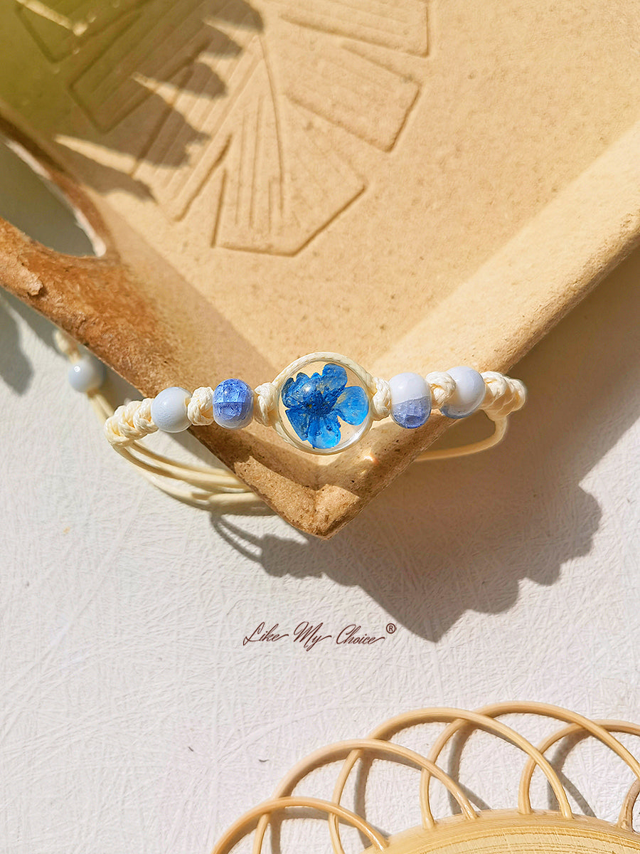 Pulsera trenzada de cerámica con piedra del tiempo flor de cerezo