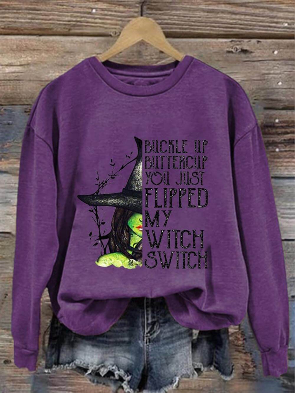 Halloween Buttercup You Just Flipped My Witch Switch Avslappnad sweatshirt