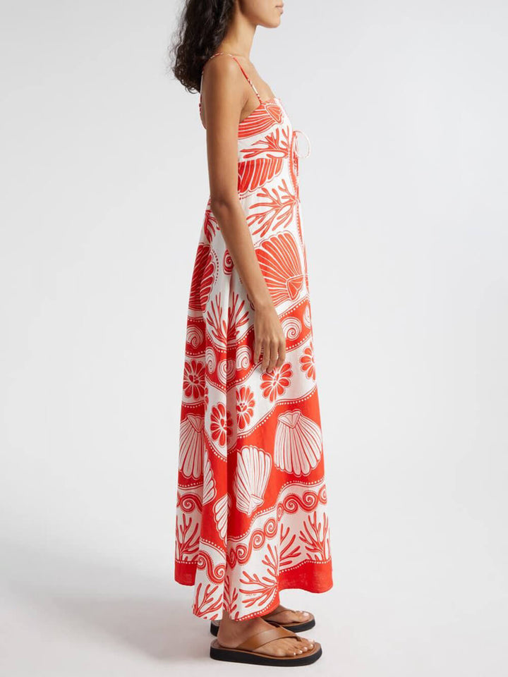 Shell Unieke print Front Lace-Up Losse Maxi Dress