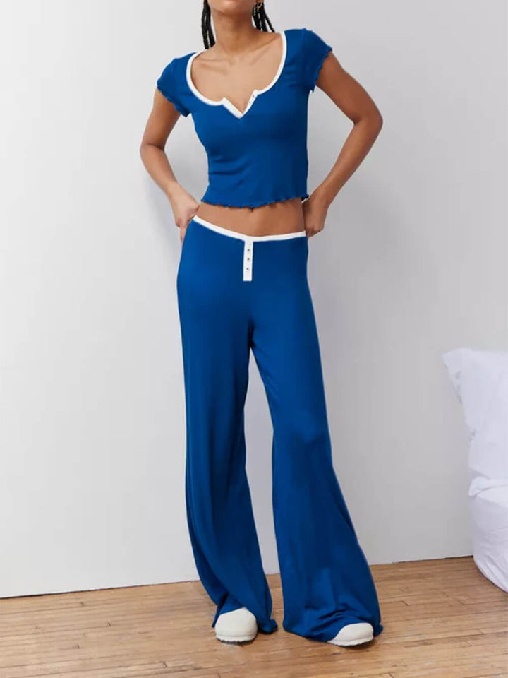 Gespleißte Hose mit weitem Bein im Languid Style Loungewear Set