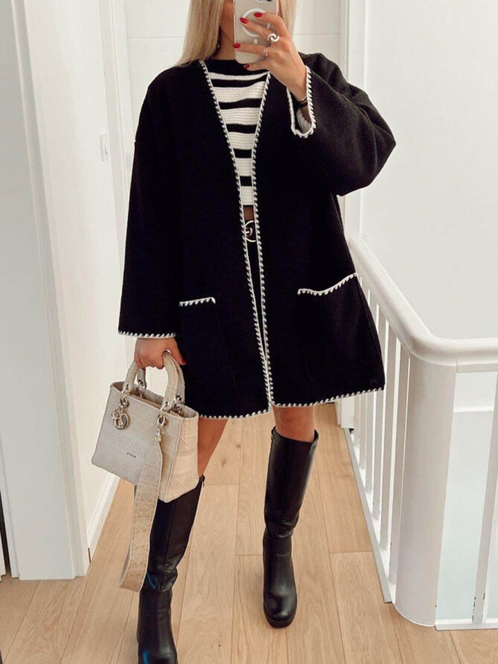 Fashionable Contrasting Woolen Coat