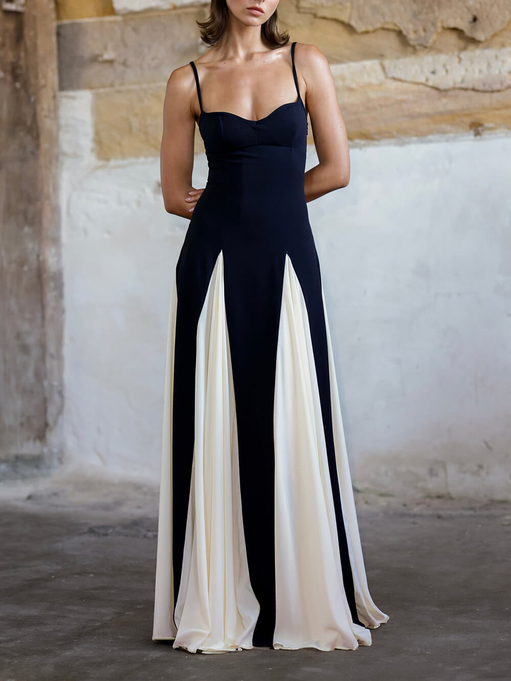 Elegance Panelled Tulle A-line Slip Maxi φόρεμα