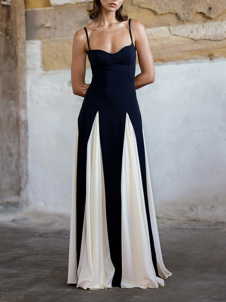 Vestido Maxi de Tule em A com Painéis Elegance