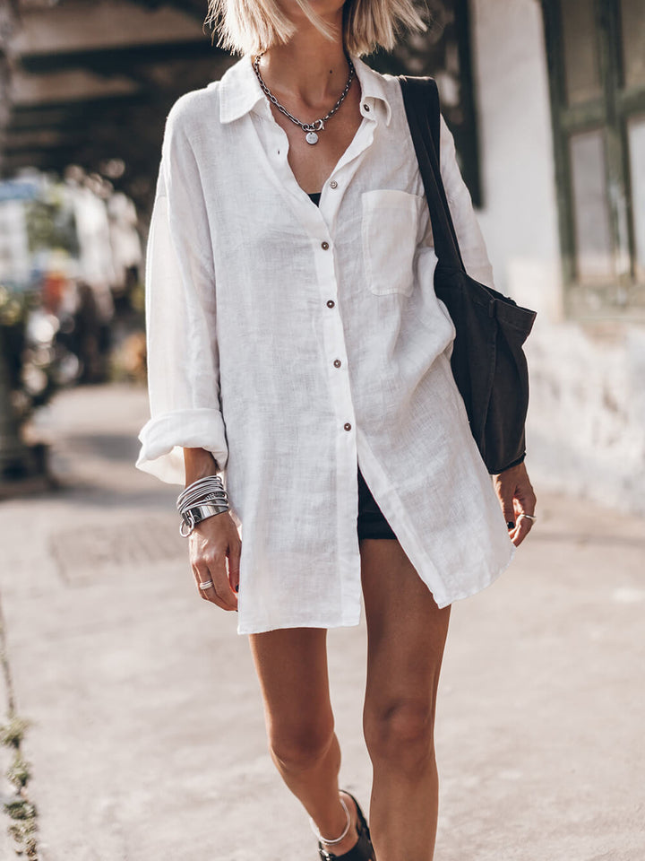 Camisa oversize de manga larga con bolsillos