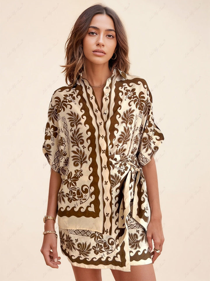 Ethnic Exquisite imprimate moda Casual Set