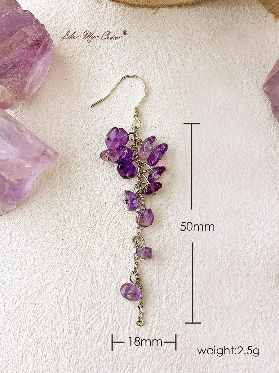 Anting Juntai Kecubung Wisteria Batu Kelahiran Februari