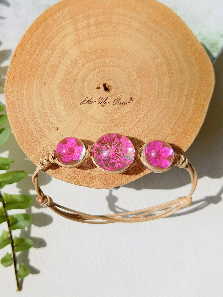 Cherry Blossom Gemstone sticlă capac Charms reglabil frânghie Strand Bangle brățară