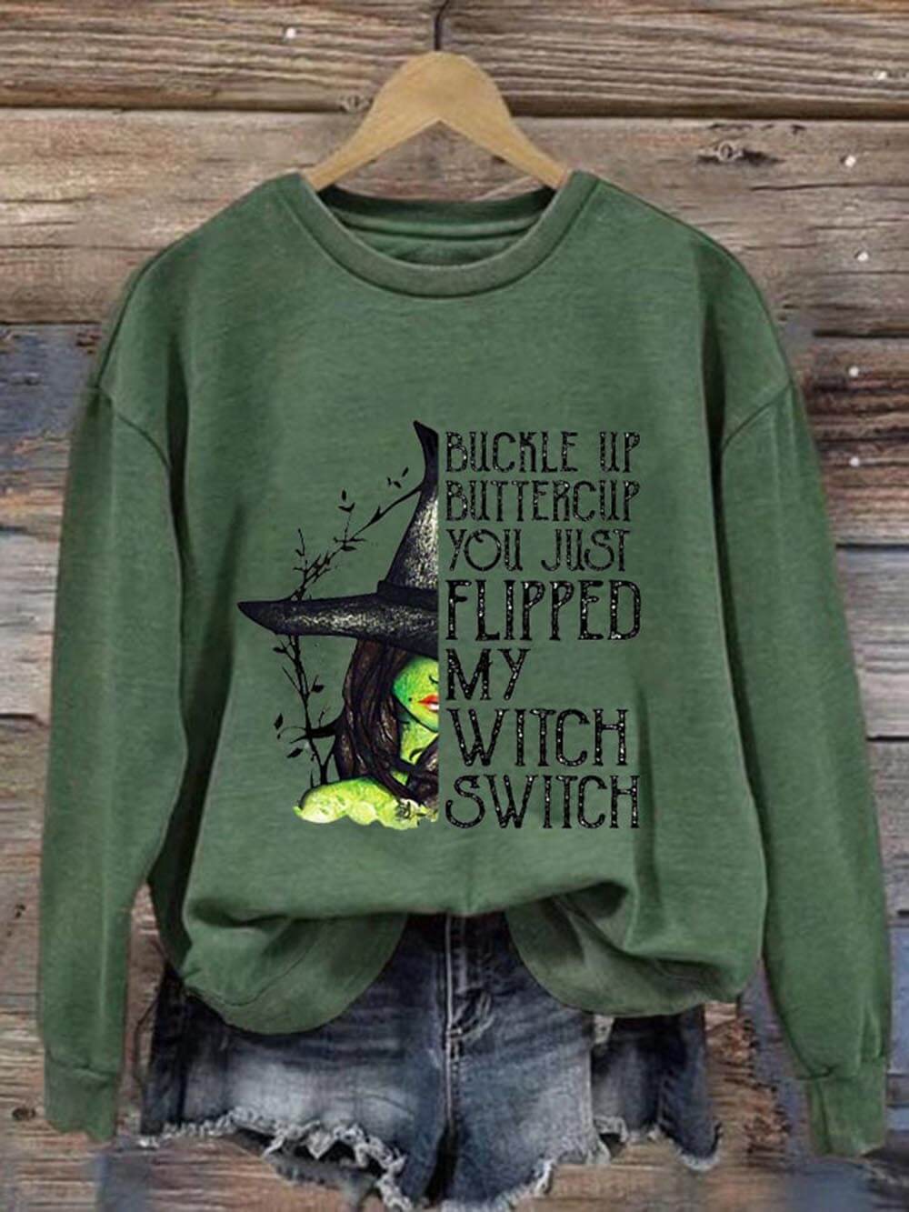 Halloween Buttercup You Just Flipped My Witch Switch Avslappnad sweatshirt