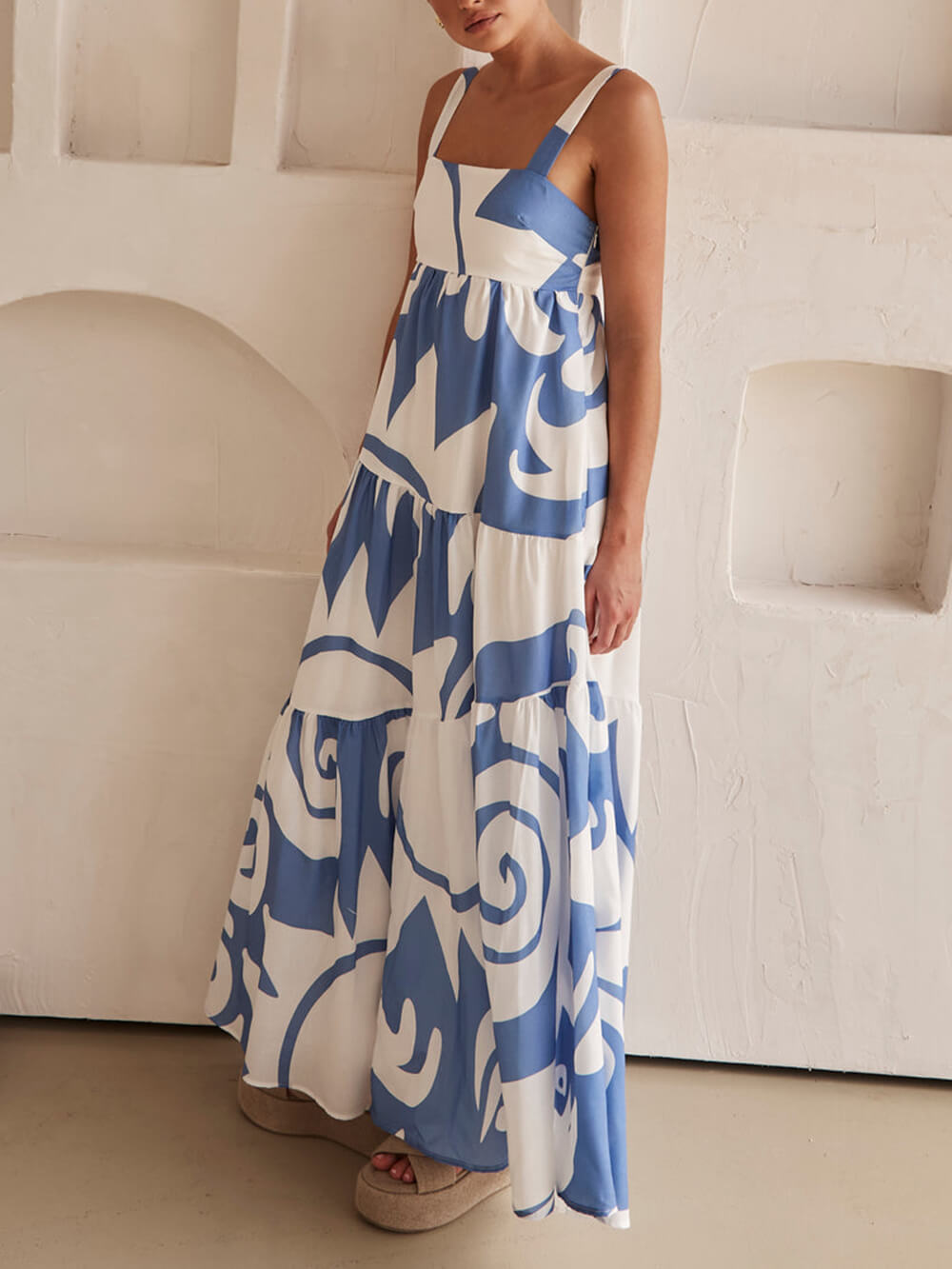 Vestido Maxi com estampado geométrico boémio