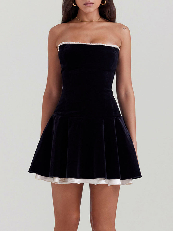 Robe bustier en velours noir