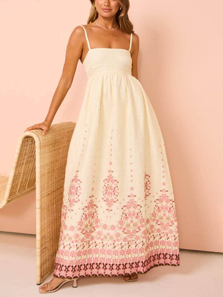 Etnisk print Halter Cream Extra Maxi Dress