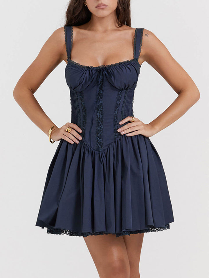 French Navy Corset Mini Rochie