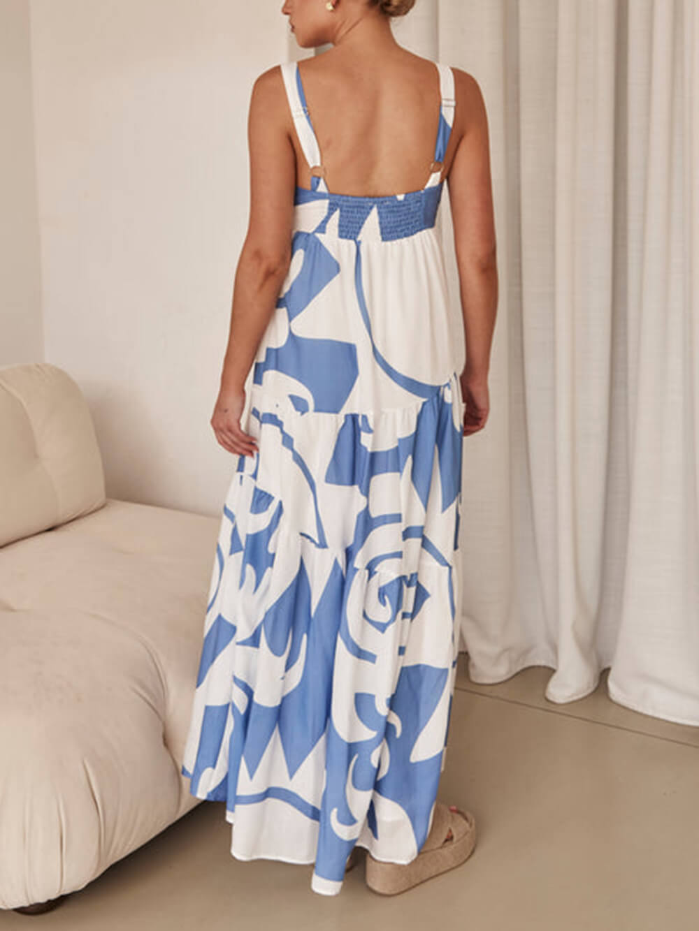 Boheemi geometrinen printti Maxi mekko