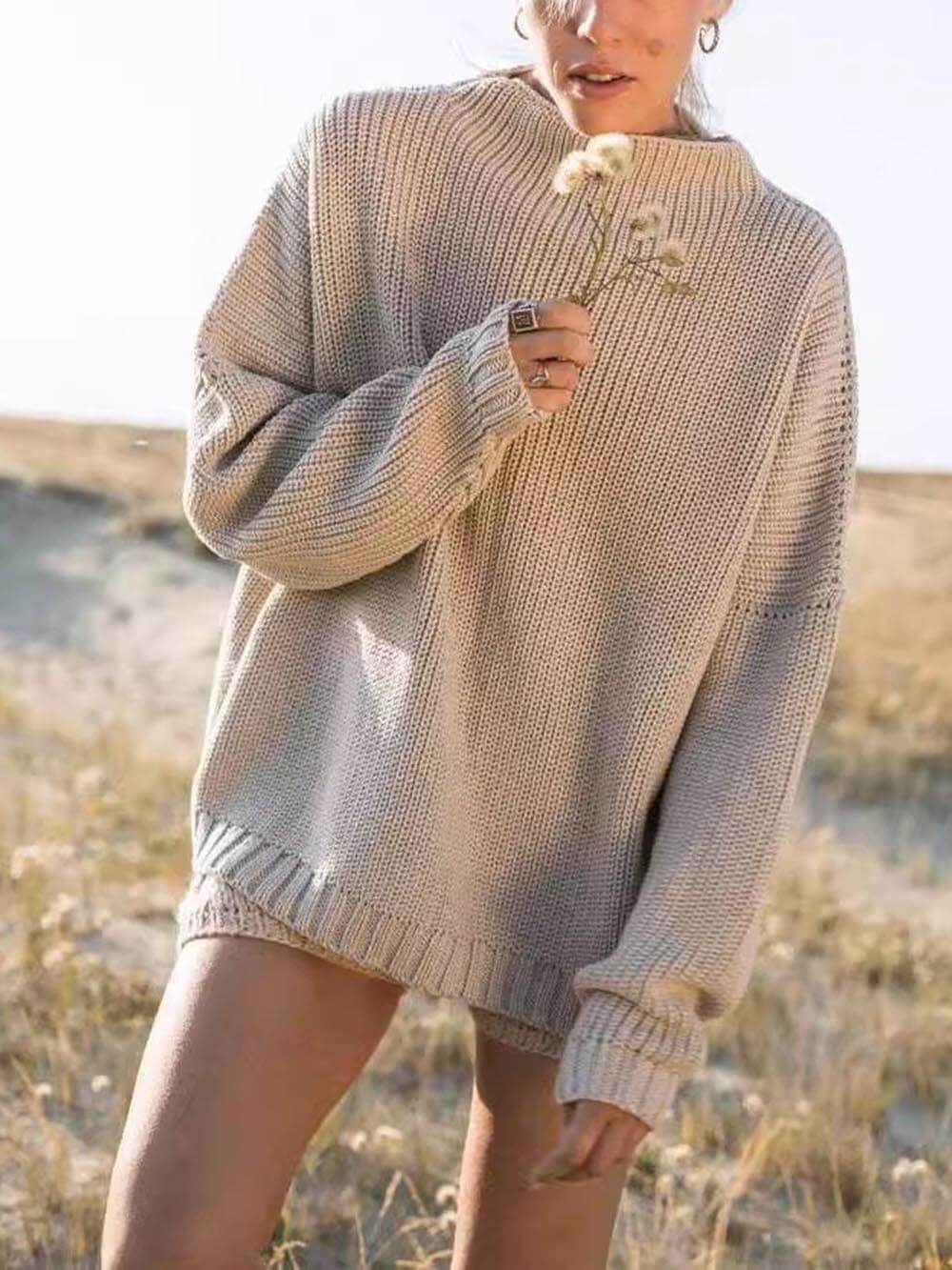 Classic Oversized Knit Batwing And Ruffled Mini Skirt