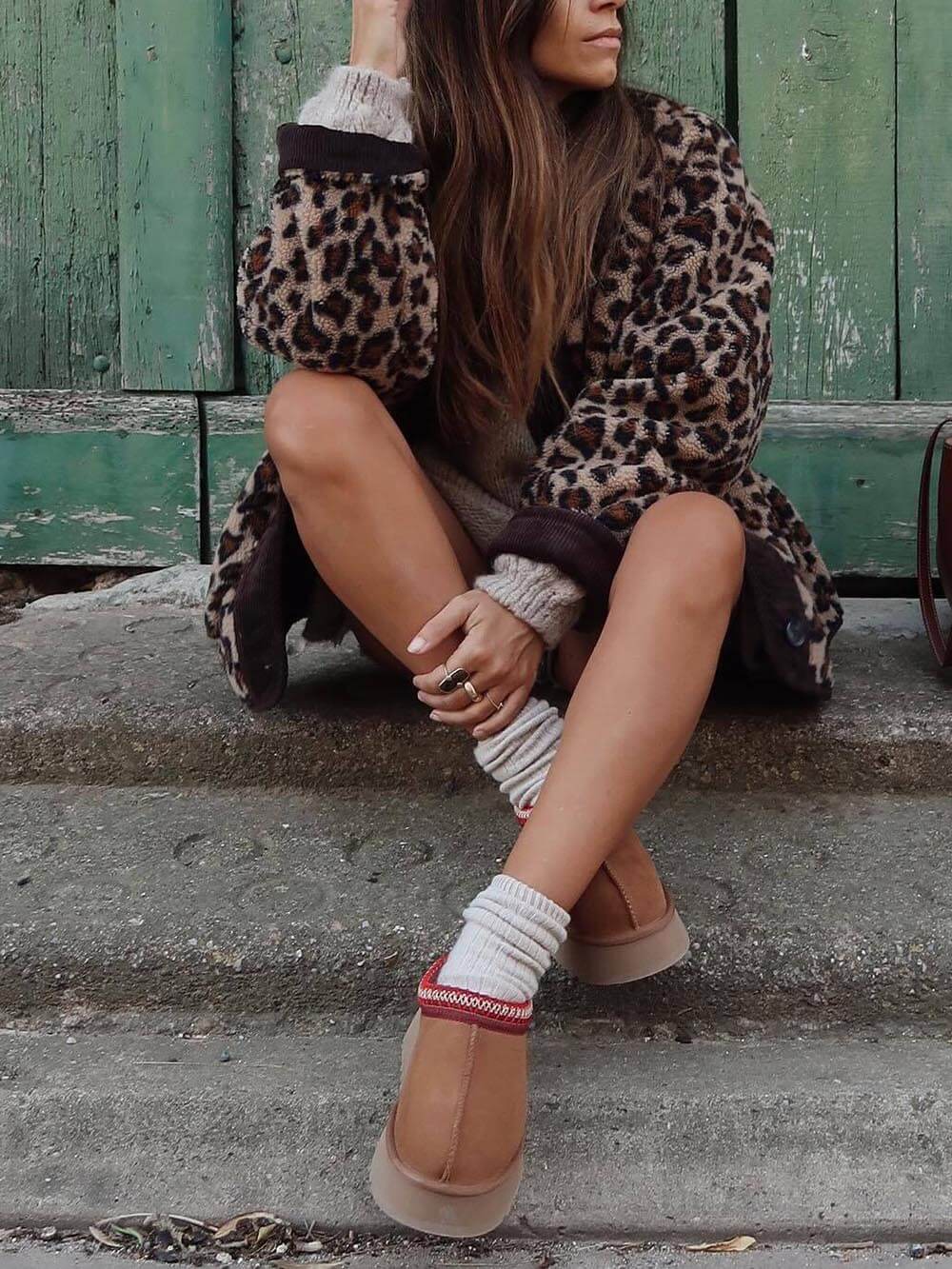 Casual Loose Leopard Print Long Sleeve Jacket