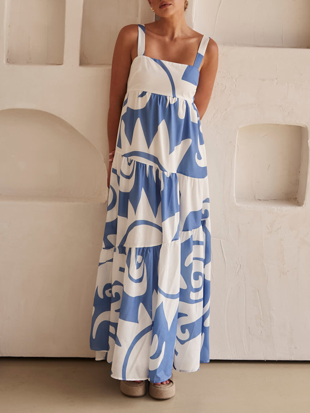 Bohemian Geometric Print Maxikleid