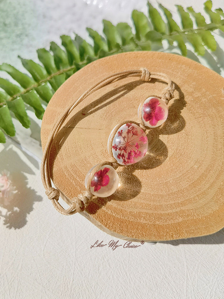 Cherry Blossom Gemstone sticlă capac Charms reglabil frânghie Strand Bangle brățară