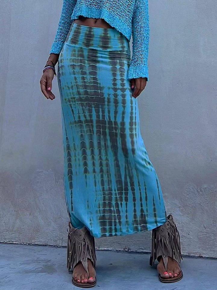 Tie-Dye Elastische Taille Maxi Rok