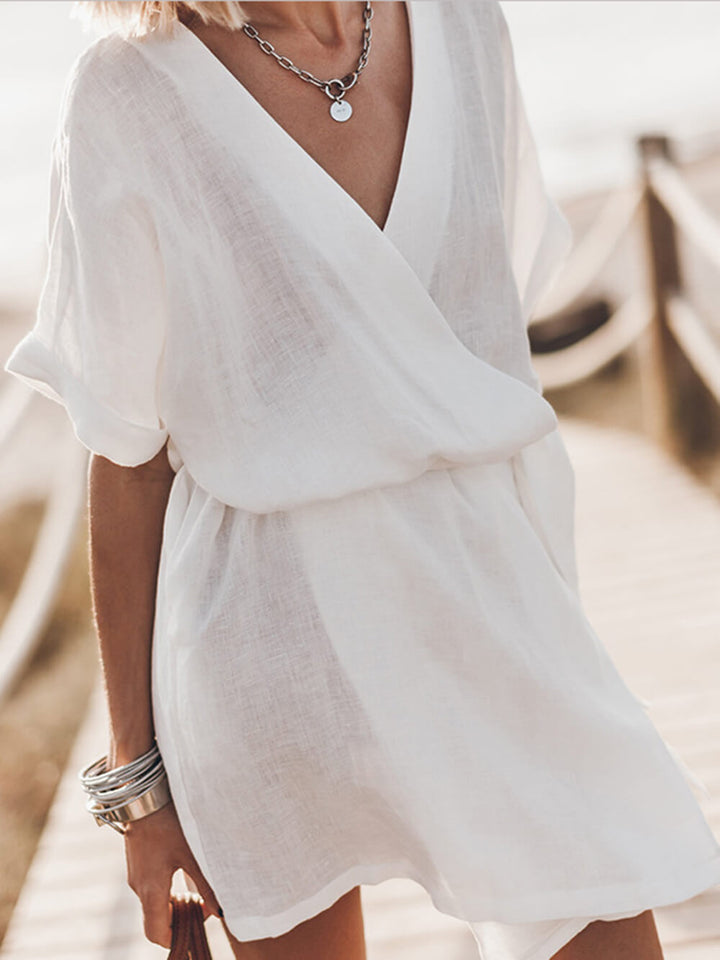 Breezy Leisure - Mini robe kimono avec ceinture empochée