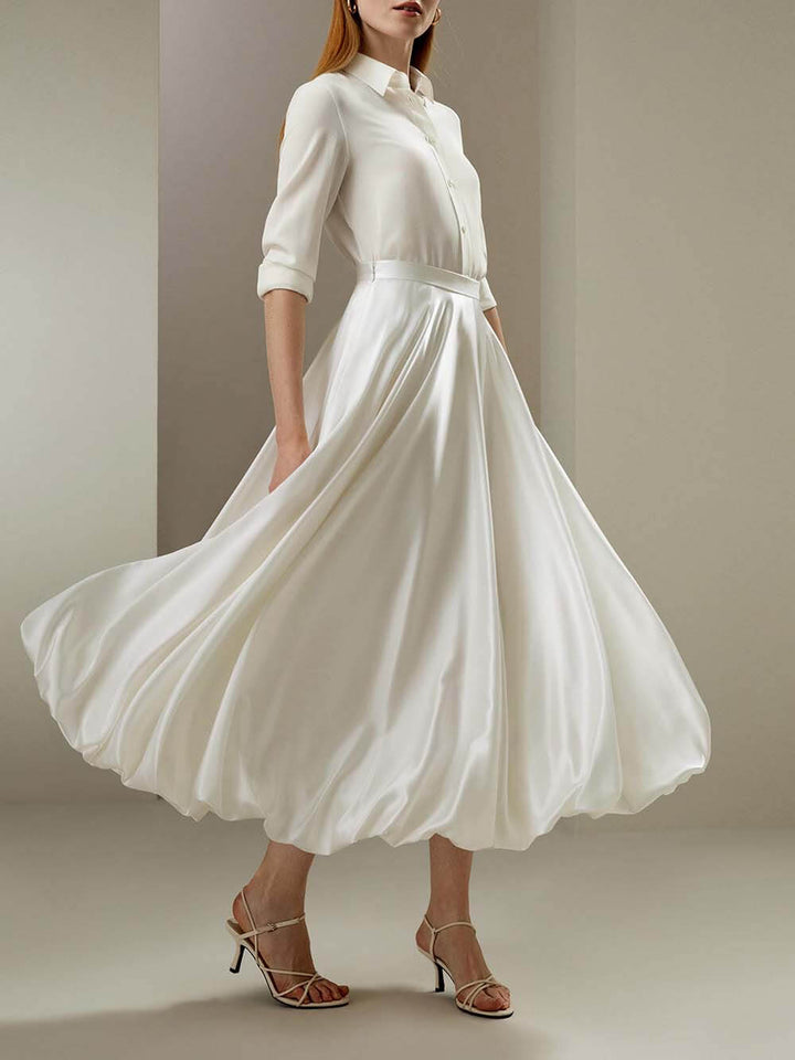 Elegant Classic Pleated Half-Length Snowflake Skirt