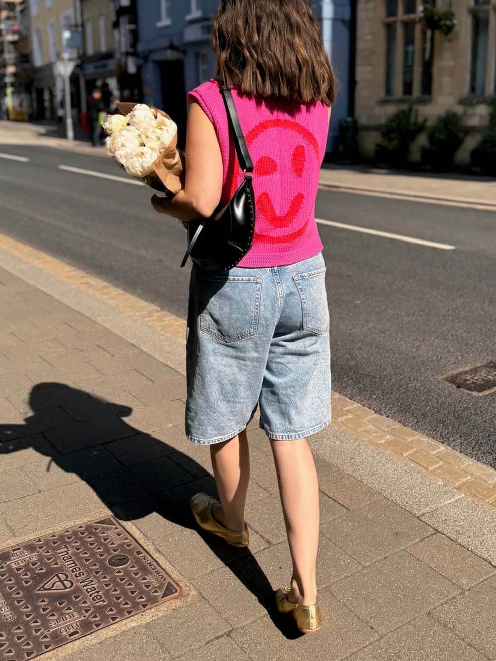 Glückliches Gesicht stricken einzigartiges Muster vielseitig lose Tank Top