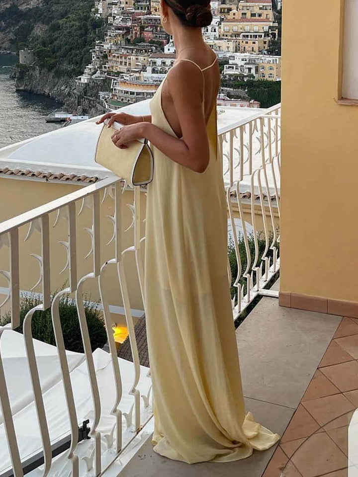 Robe maxi élégante à dos nu creux