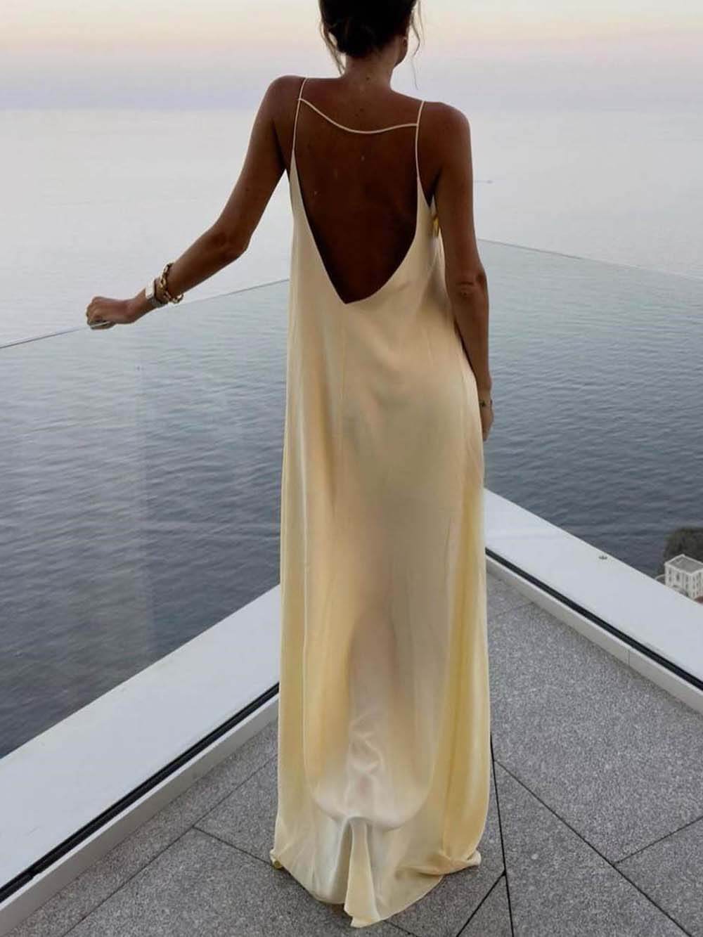 Robe maxi élégante à dos nu creux