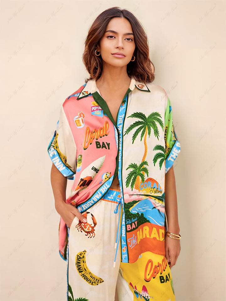 Conjunto de duas peças Sunny Beach Summer Style Printed - Top