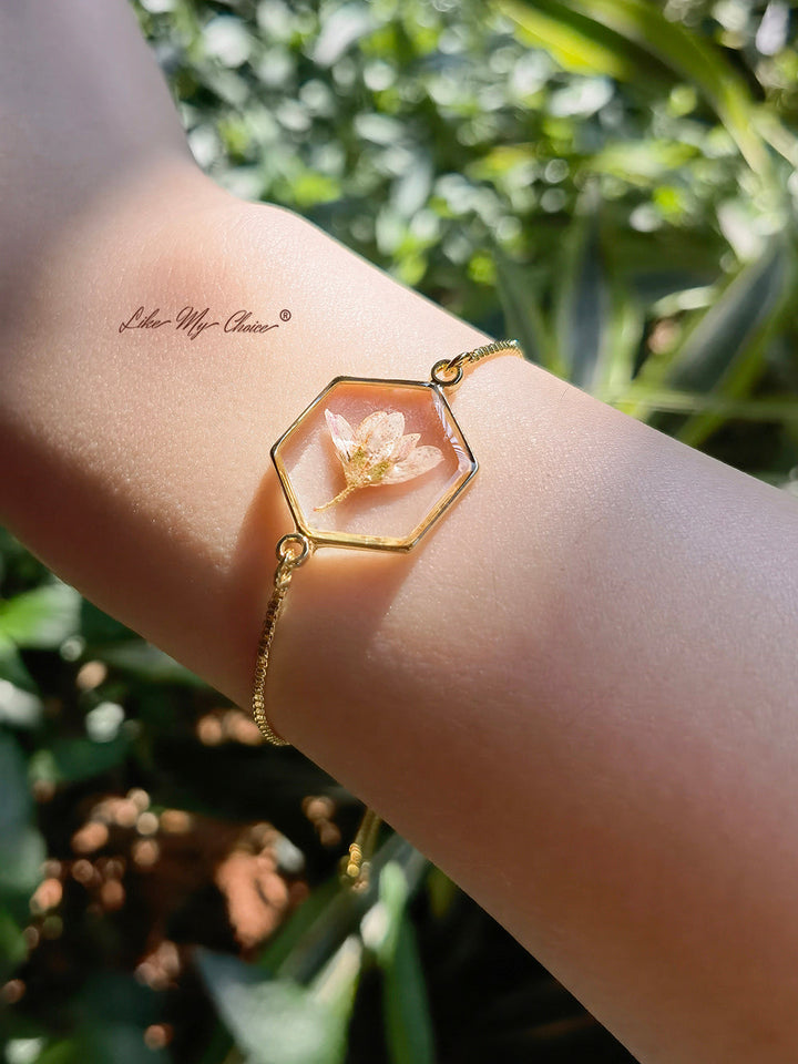 Narcissus Naturliga torkade blommor Resinarmband