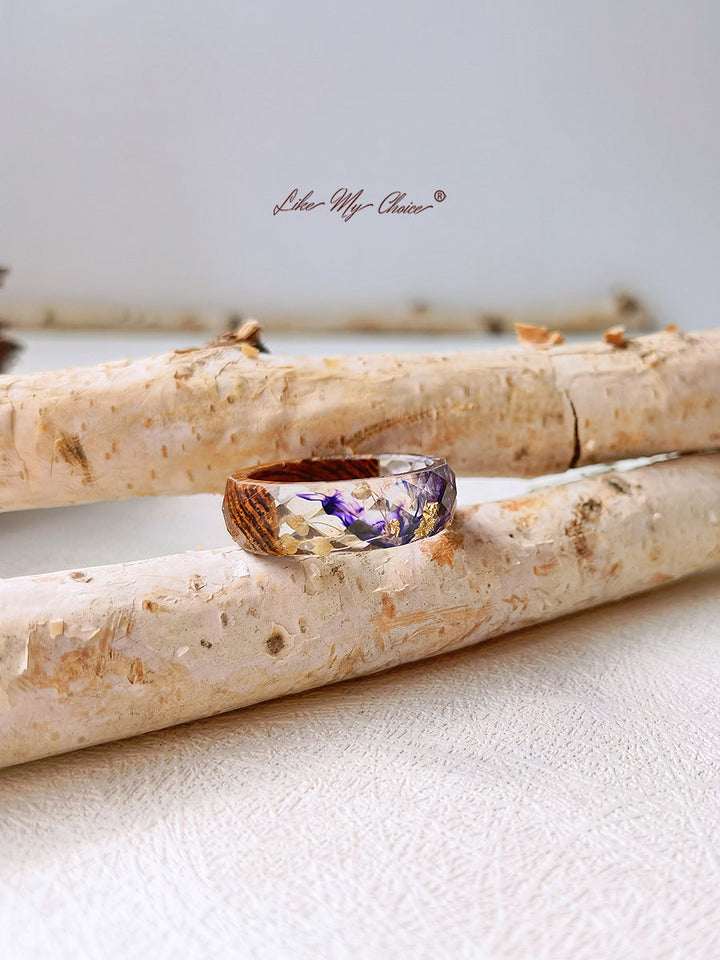 Gypsophila Magic Forest Wood Resin Ring