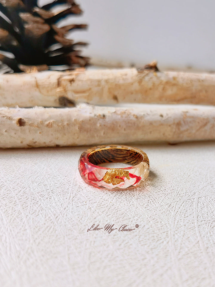 Gypsophila Magic Forest Wood Resin Ring