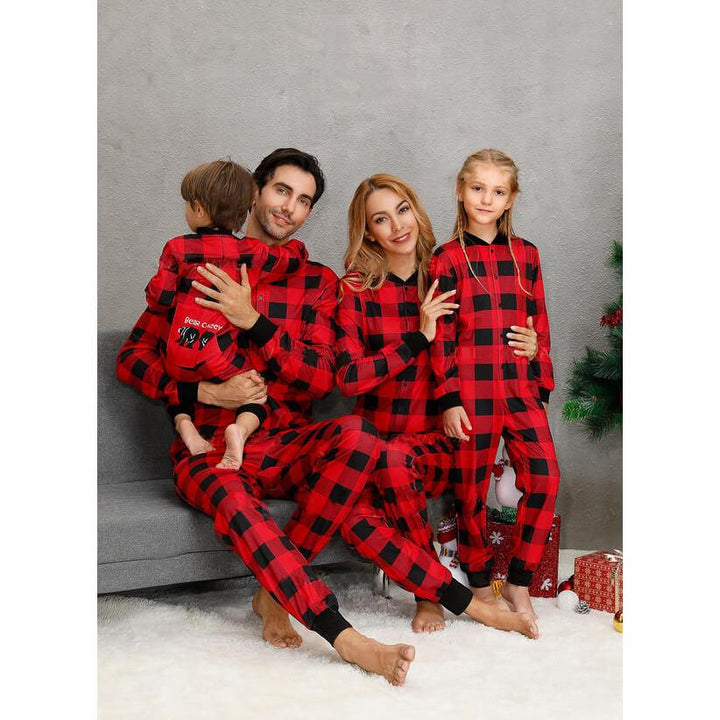 Söt björnmönstrad pläd Onesies Julfamilj Matchande pyjamas Set