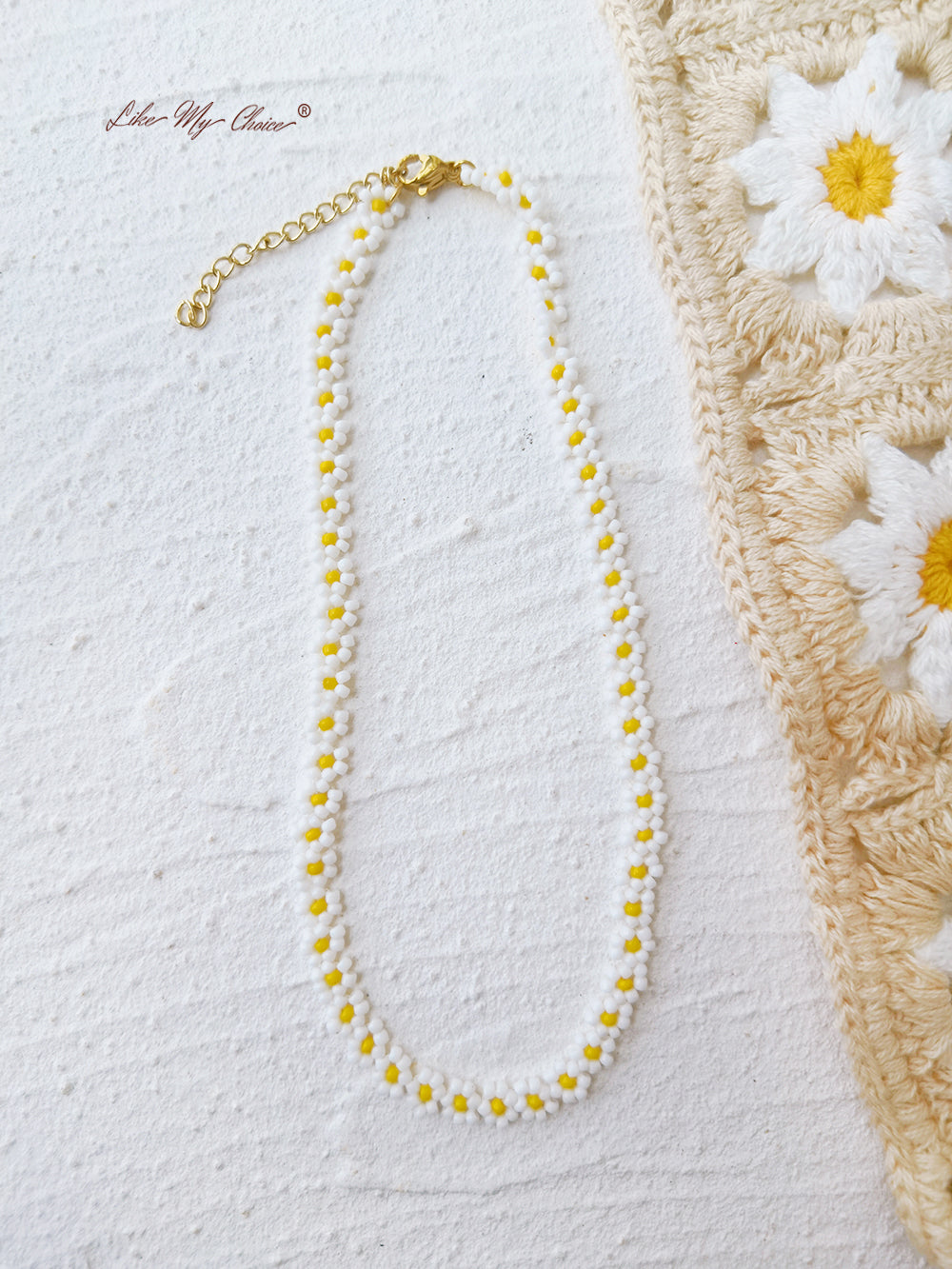 Justerbar trækstring Beaded Armelet Cream Daisy