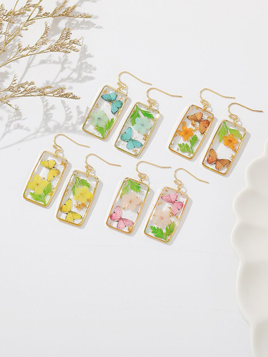 Pendientes rectangulares Forget-Me-Not mariposa