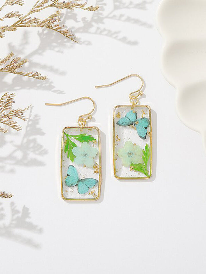 Pendientes rectangulares Forget-Me-Not mariposa