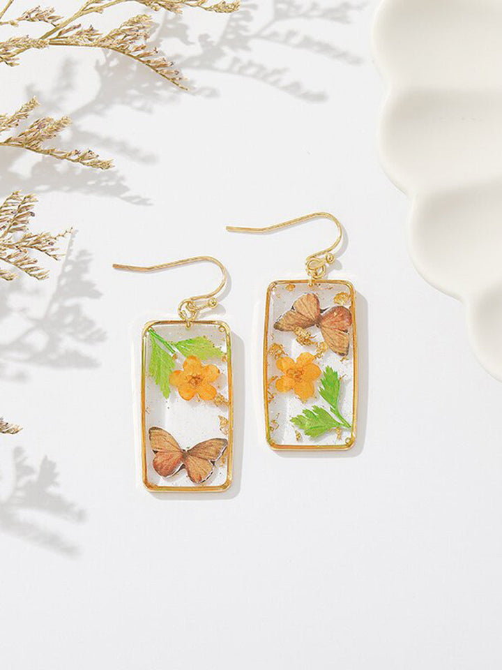 Pendientes rectangulares Forget-Me-Not mariposa