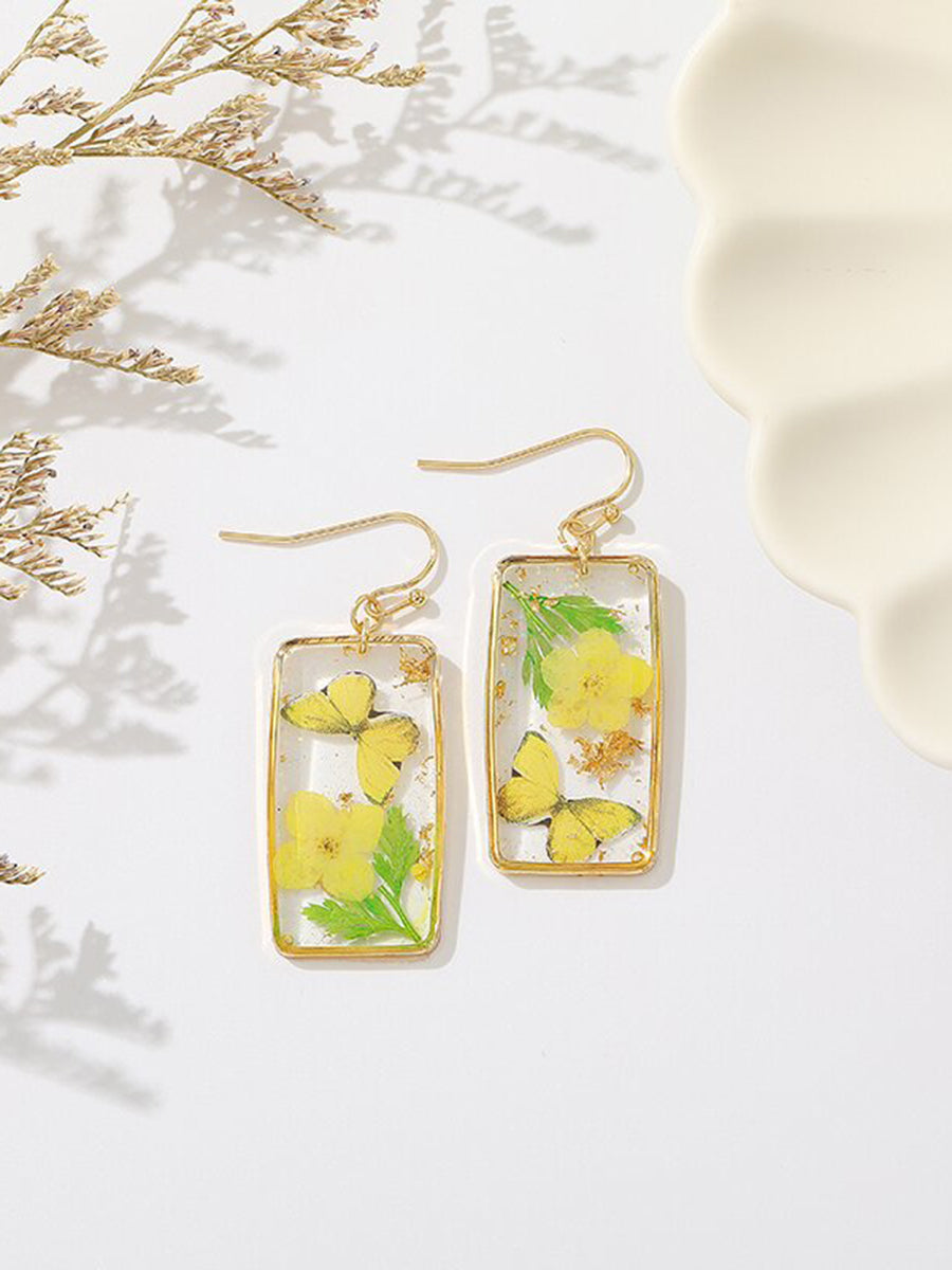 Pendientes rectangulares Forget-Me-Not mariposa