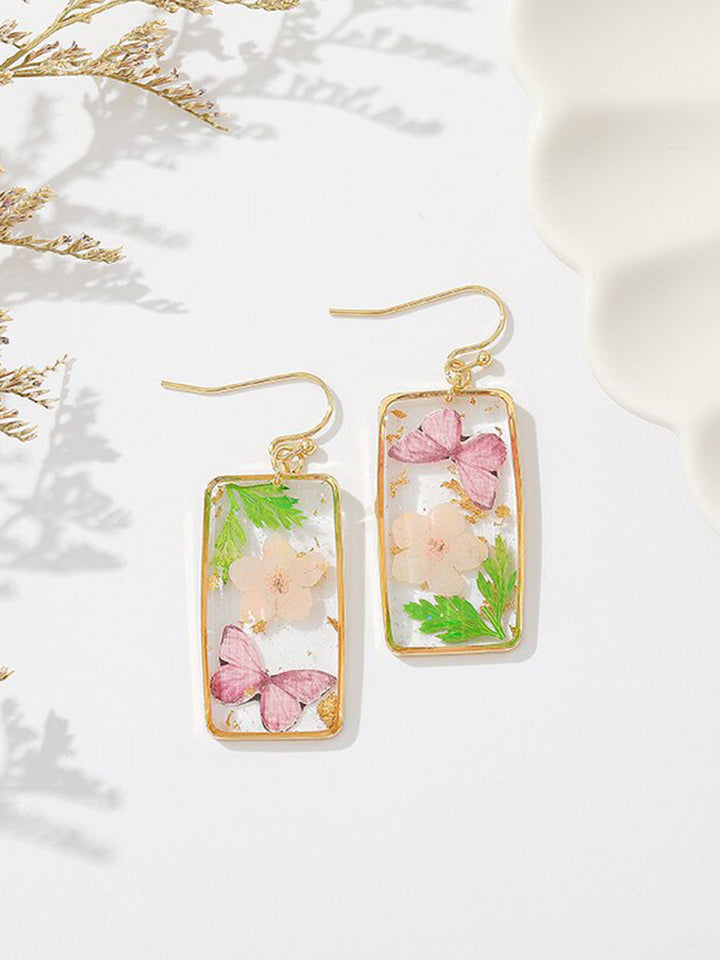 Pendientes rectangulares Forget-Me-Not mariposa