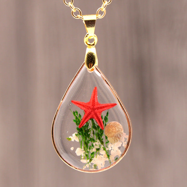 Etoile de mer naturelle DIY Résine Epoxy Collier Or