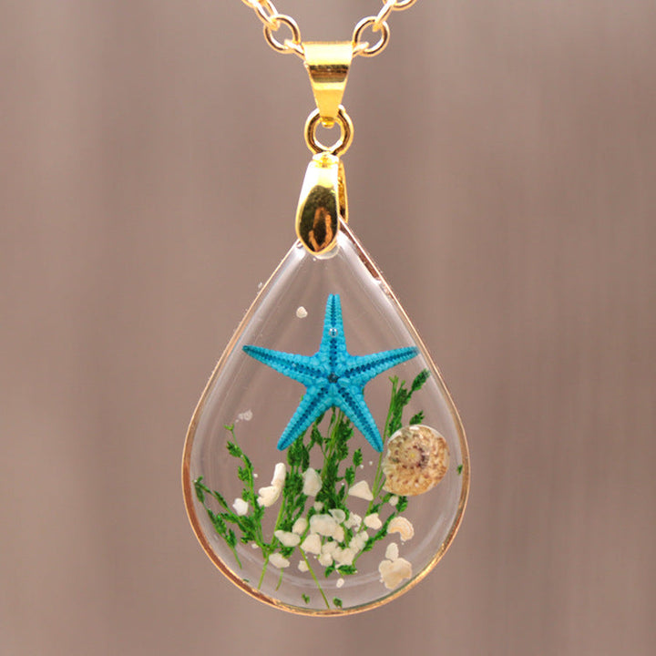 Etoile de mer naturelle DIY Résine Epoxy Collier Or